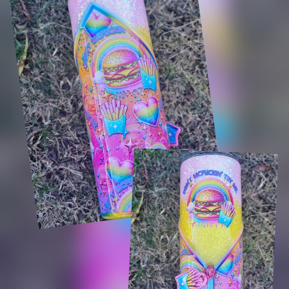 Colorful Burger Themed Tumbler